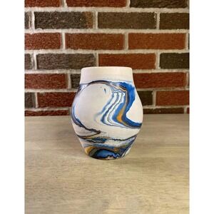 Nemadji Art Pottery Vase Beige Blue Orange